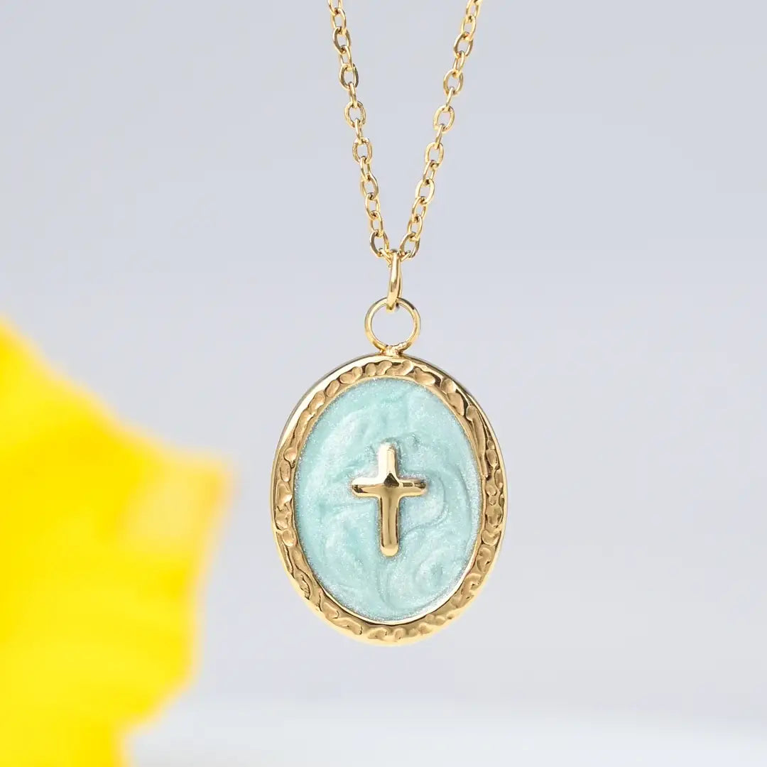 Shine Bright Cross Pendant (Mint, Black or Ivory)