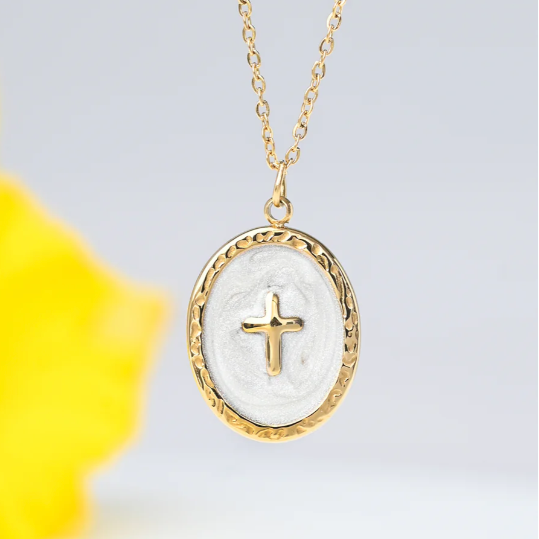 Shine Bright Cross Pendant (Mint, Black or Ivory)