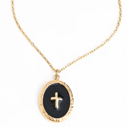 Shine Bright Cross Pendant (Mint, Black or Ivory)