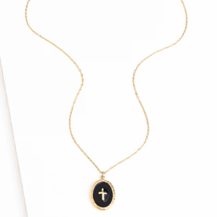 Shine Bright Cross Pendant (Mint, Black or Ivory)