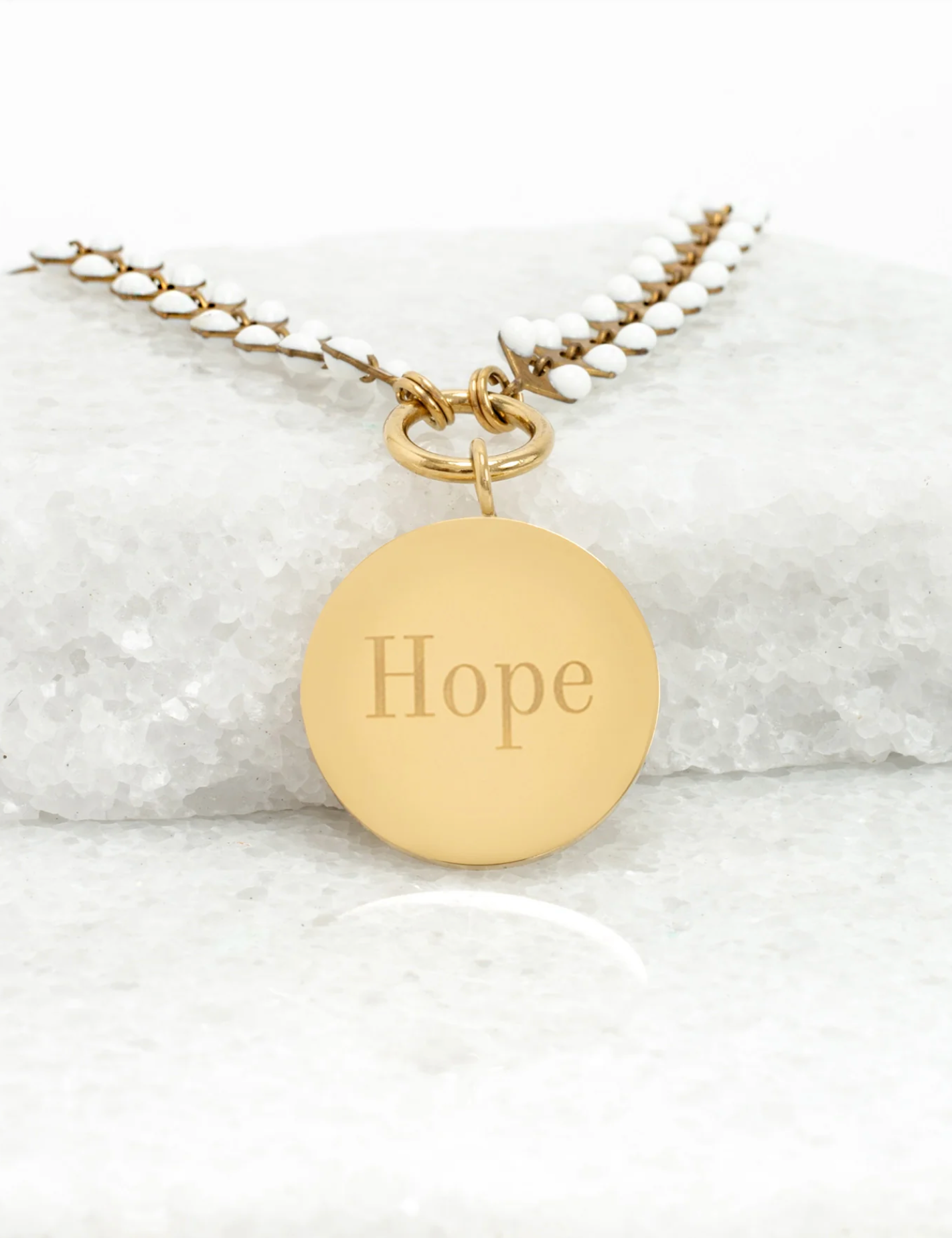 Hope Pendant on Seeds of Hope Chain in Ivory