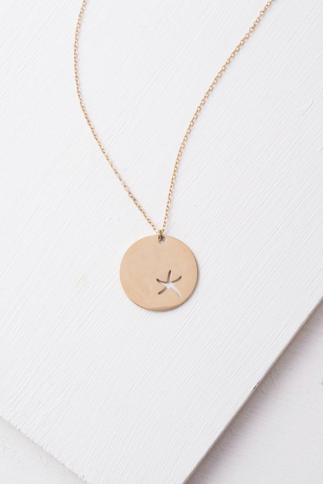 Gold Starfish Duo Pendant Necklace Set