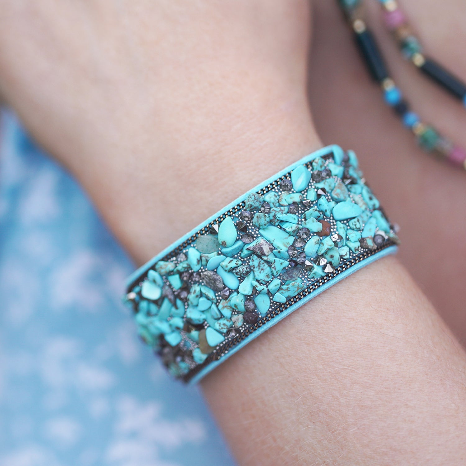 Natural Gemstone Leather Wrap Bracelet