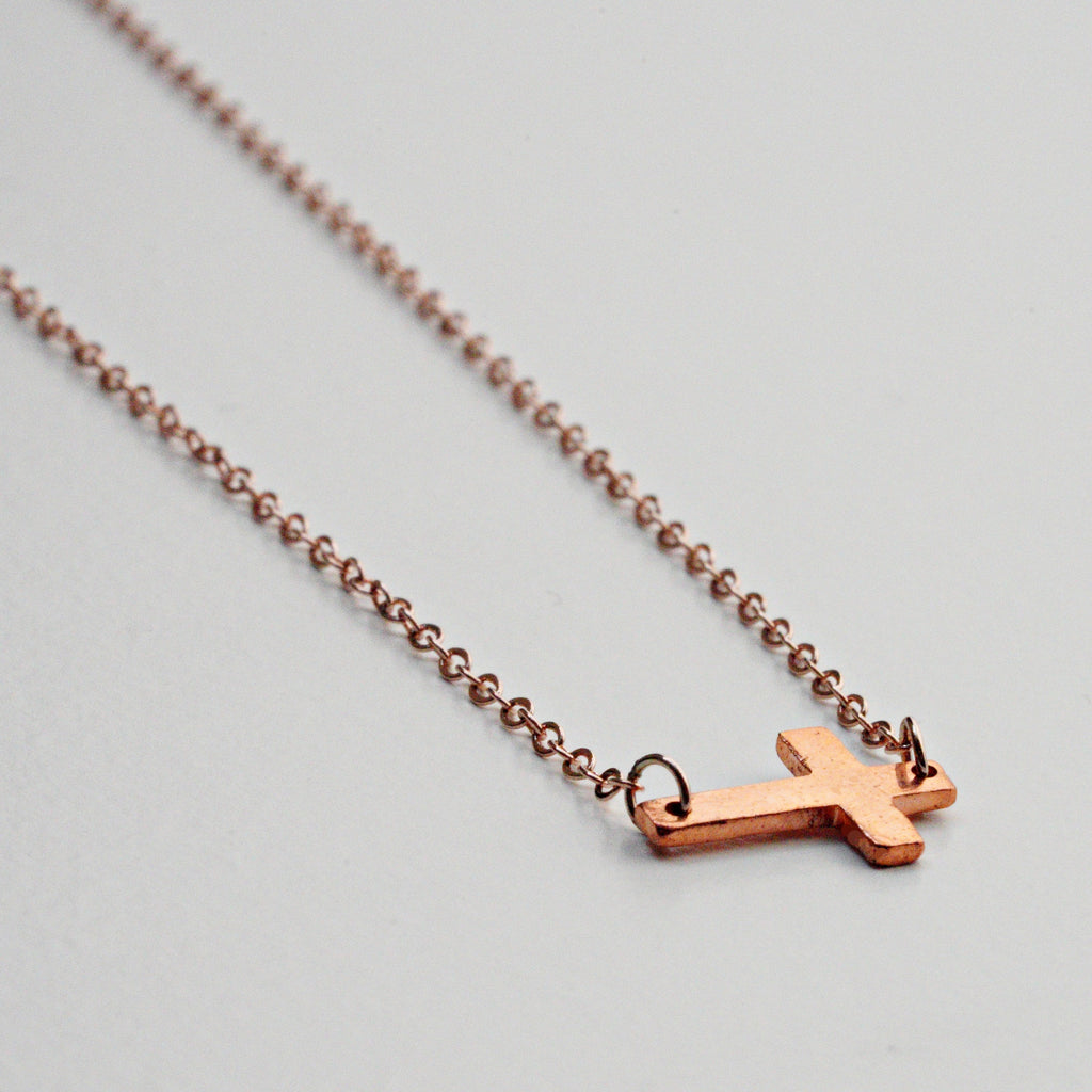 Cross Necklace Copper Brass Silver and Rose Gold