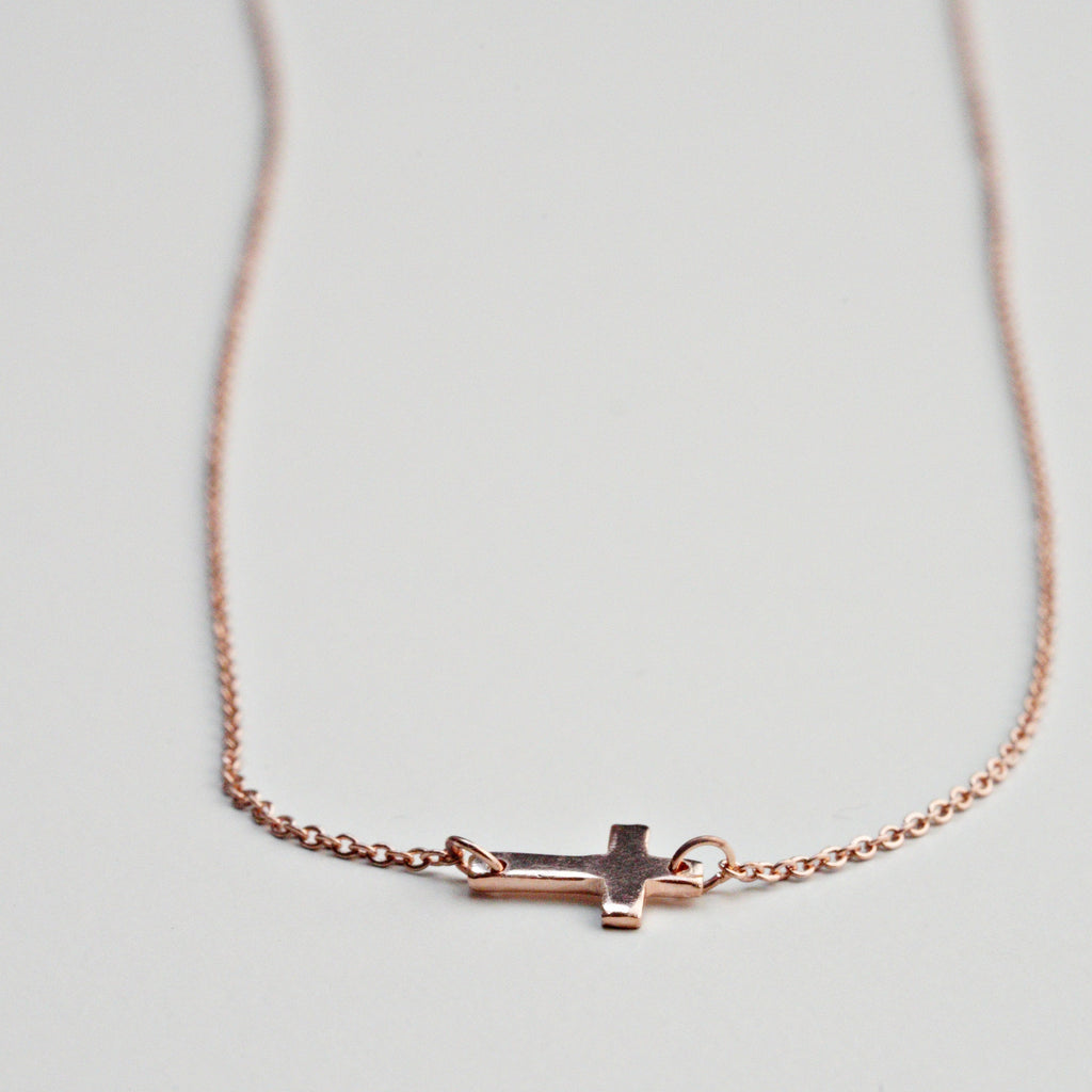Cross Necklace Copper Brass Silver and Rose Gold