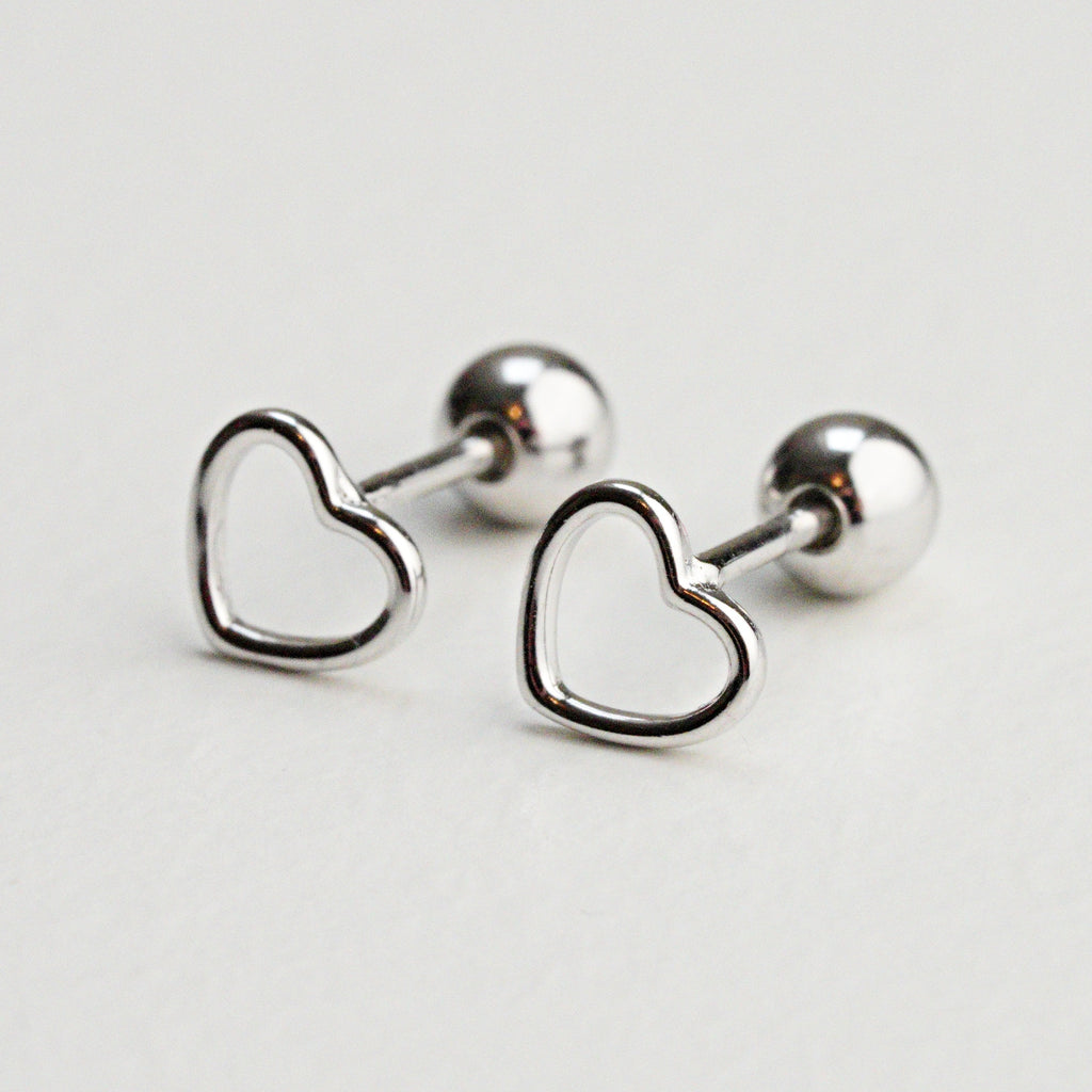 Mini Heart Silver Earrings