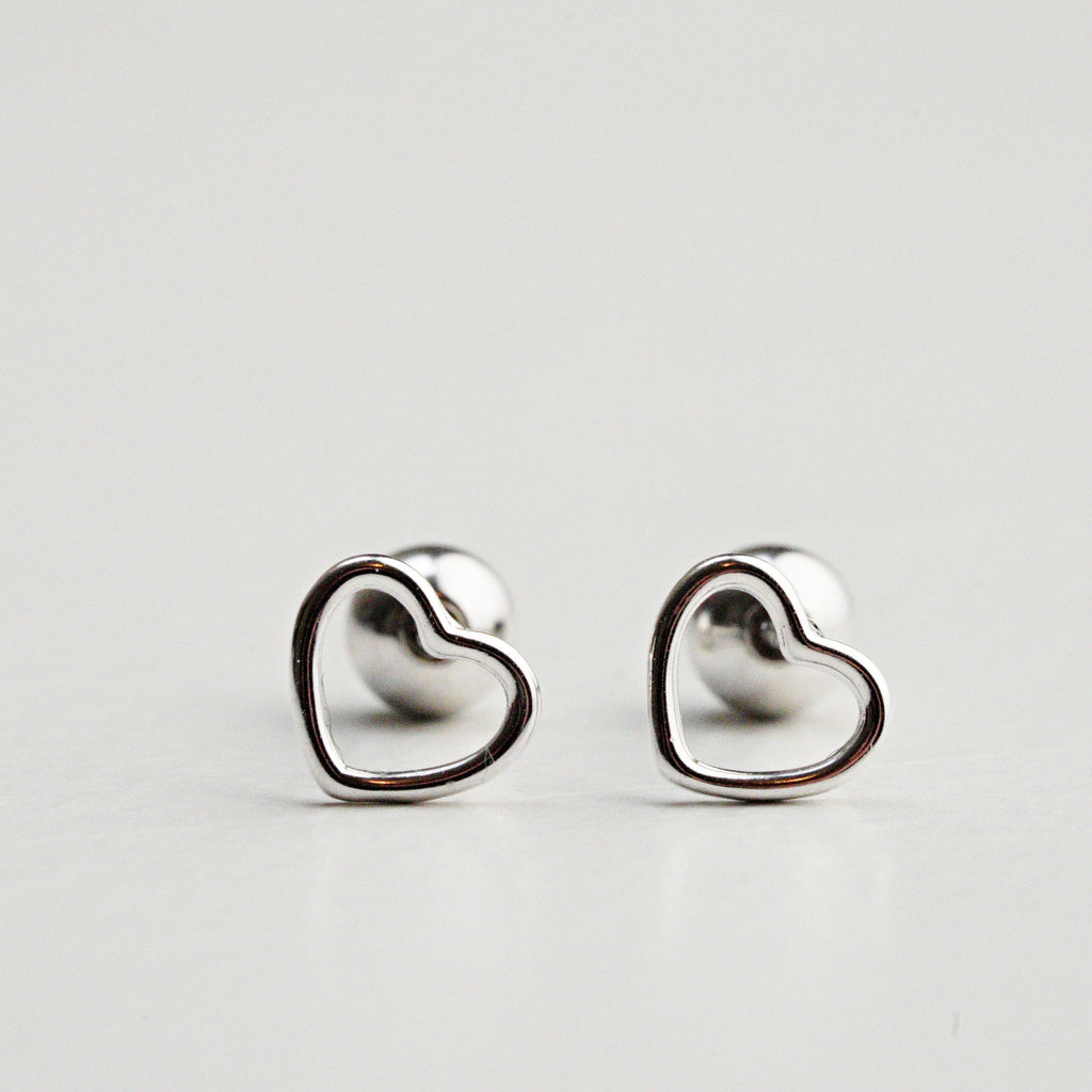 Mini Heart Silver Earrings
