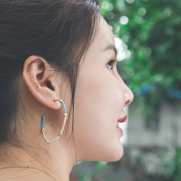 Knots Of Freedom Thread Wrapped Hoop Earrings
